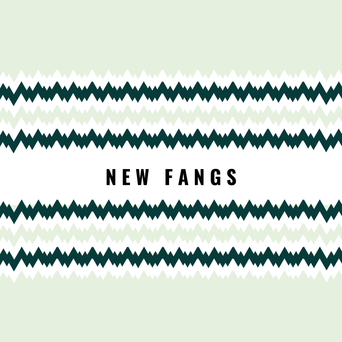 Graphic art with zigzags and text "NEW FANGS"